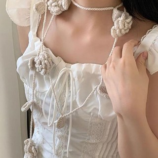 Vòng cổ hoa hồng TEETTY Y2k, Trang trí dây chuyền cổ dài nhiều màu, Phụ kiện hoa hồng móc đa năng Khăn quàng cổ cô gái