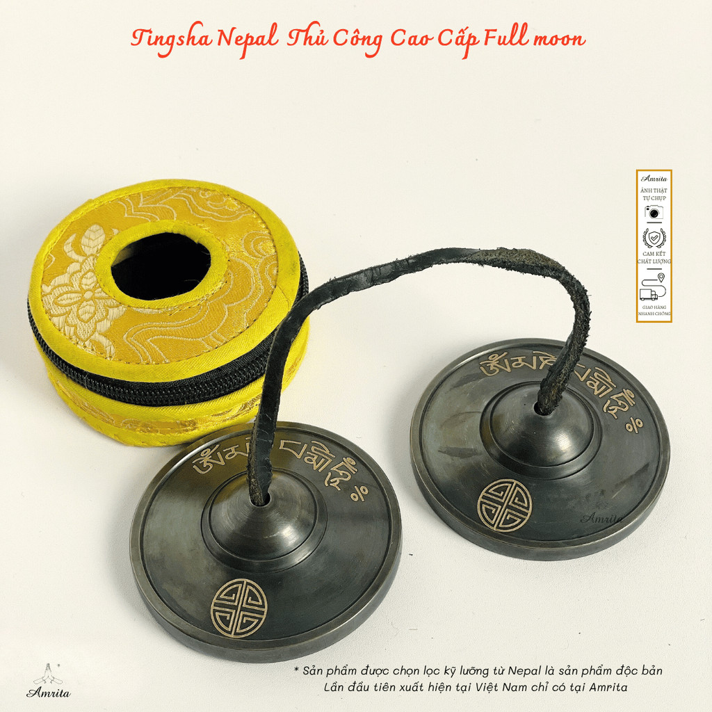 [Amrita] Tingsha Nepal Thủ Công Cao Cấp Full moon- Chập Cheng - Chũm Chọe -CXNP47