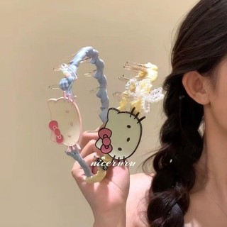 Băng Đô Kitty Dễ Thương Nữ Đầu Lâu Cao Cấp Đầu Lâu Với Răng Sóng Rửa Mặt Kem Chống Nắng Phụ Kiện Tóc