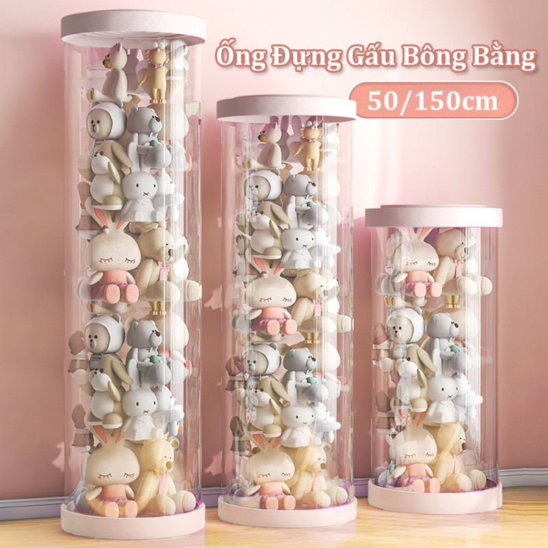 Hộp Đựng Đồ Chơi Thú Nhồi Bông Em Bé Bằng PET Có Khóa Kéo Dễ Sử Dụng Chống Bụi Hình Trụ Sang Trọng