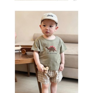 Quần short cotton lanh mỏng sọc caro cho bé trai và bé gái, dáng rộng rãi mùa hè