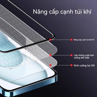 Kính cường lực iPhone đệm khí chống sốc, siêu nét HD, chống ánh sáng xanh, cho iPhone 11 12 13 14 15 16 17 Pro Max X XS