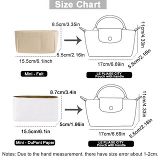 Túi lót chống nước siêu nhẹ cho túi xách mini Longchamp, lót cố định, phụ kiện dây đeo điều chỉnh