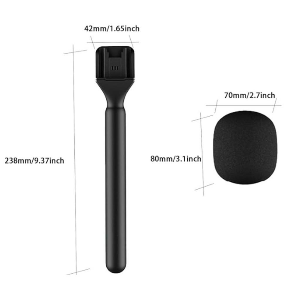 Bộ chuyển đổi micrô phỏng vấn STARYSWAY Lavalier, với micrô cầm tay bằng bọt biển chống gió, Gậy cầm tay cầm tay màu đen đa năng cầm tay cho DJI MIC