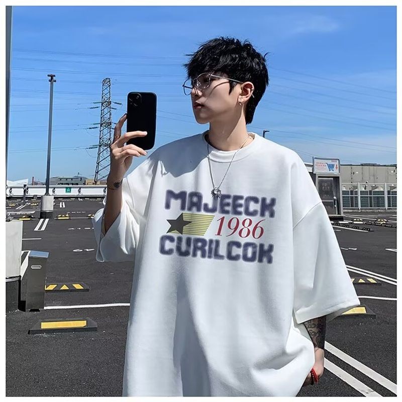 ThaliaWisp Người Đàn Ông Của Mùa Hè Giản Dị Lỏng T-Shirt Với Thư In, Thời Trang Và Thoáng Khí