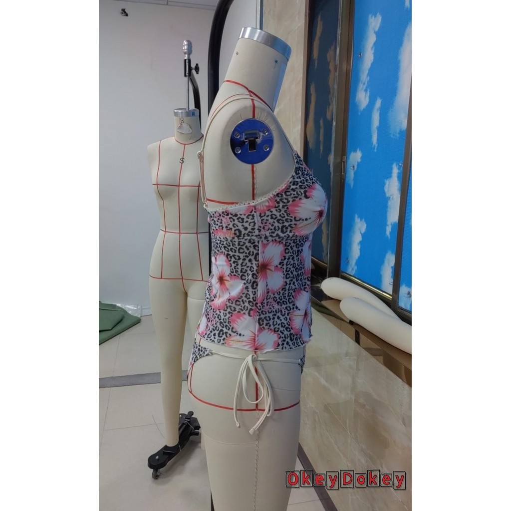 OKDK-Bộ 2 phụ nữ camisole da báo không tay kèm quần đùi trang phục đi biển mùa hè