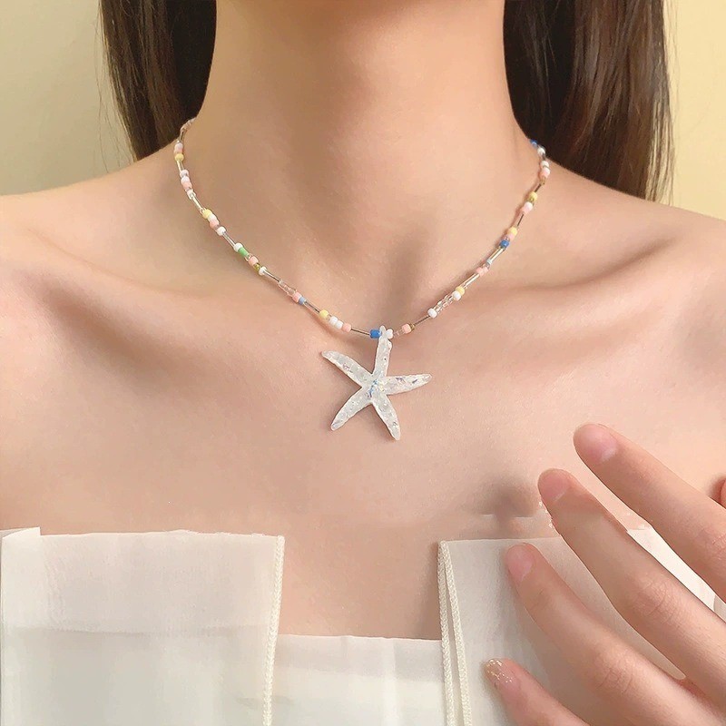 Mới Nhảy Múa Sao Biển Vòng Cổ Ngày Lễ Xếp Chóng Mùa Hè Bờ Biển Tươi Dopamine Màu Xương Đòn Dây Xích