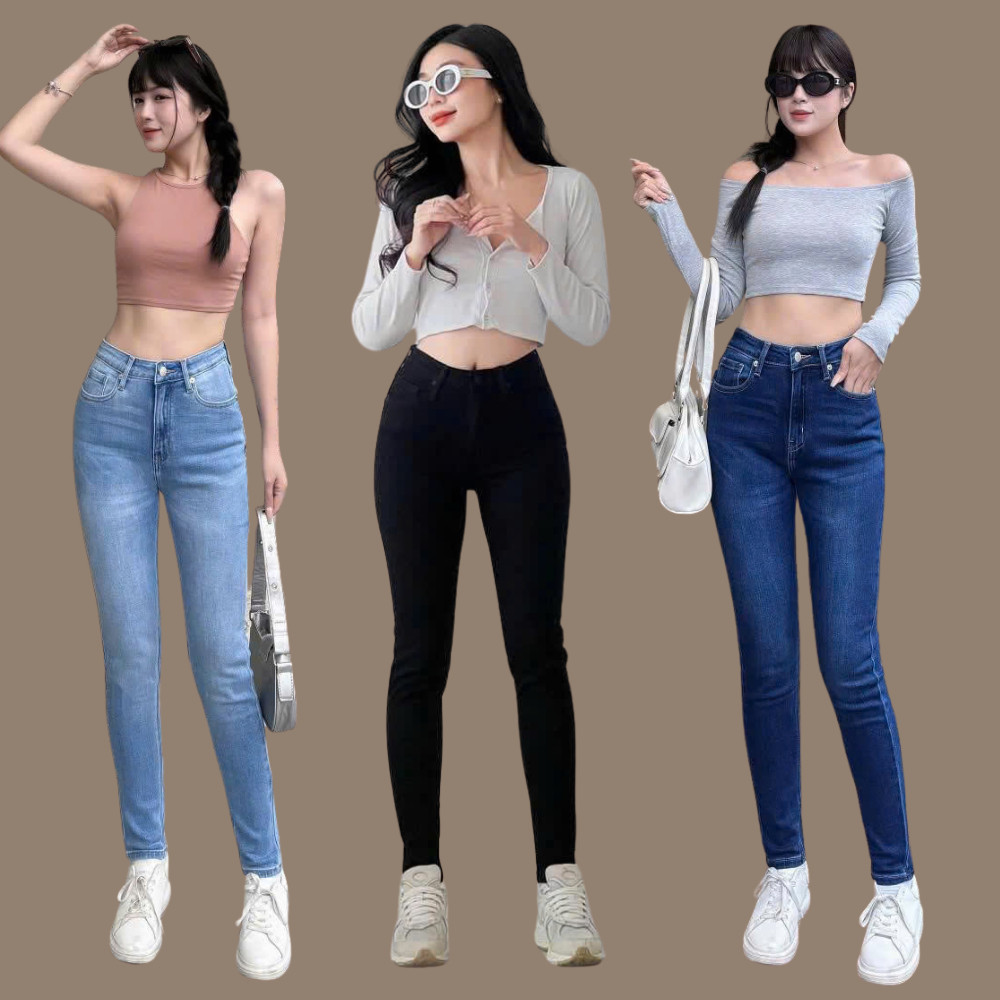 Quần jeans nữ skinny TTTHAO cao cấp dài 96cm kiểu dáng quần bò ôm VNXK tôn dáng J13