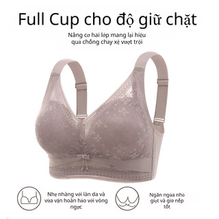 『 Brelira 』 Bộ giảm thiểu áo ngực ren Plus Kích thước không dây chống chảy xệ Full Cup dành cho nữ siêu mỏng Lingeire Quần lót nhỏ trông ngực to