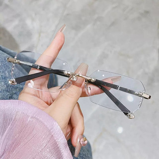 Kính đọc sách màu xanh kim cương không viền nam người già siêu nhẹ chống xanh độ phân giải cao Kính đọc sách trung niên và người già