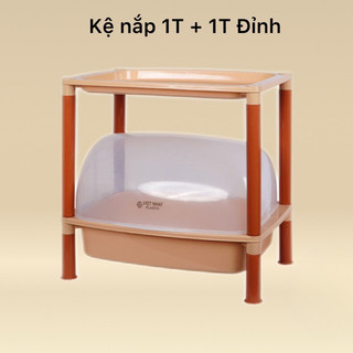 Kệ đựng chén bát nhiều tầng có nắp đậy, Kệ nhựa PP an toàn sử dụng trong gia đình