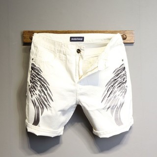 Quần short denim nam độc đáo rách màu, miếng dán mỏng, phù hợp năm điểm