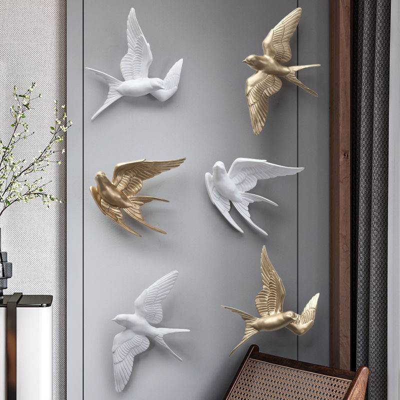 Bắc Âu Phòng Khách Tường Trang Trí Mặt Dây Chuyền Lối Vào Phòng Ăn Nghệ Thuật Sáng Tạo 3D Chim Treo Trang Trí