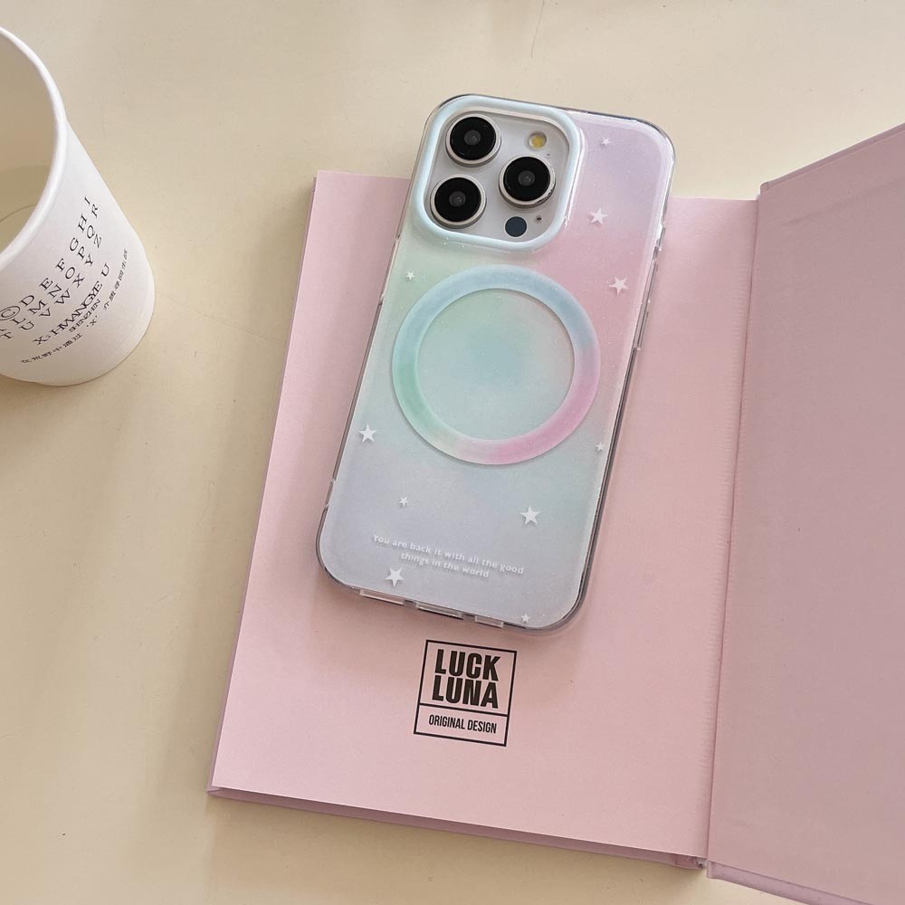 Ốp Lưng Cứng Tương Thích Với iPhone 13 14 14Pro 14ProMax 15 15Pro 15ProMax 16 16Pro 16ProMax 17 17Pro 17ProMax Ốp Nam Châm Họa Tiết Dâu Tây Gradient