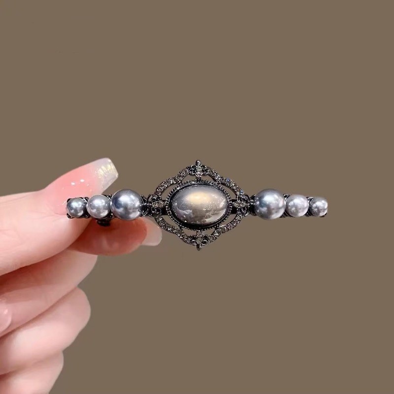 MAUROPOLI Kẹp tóc phong cách cung điện cổ điển cao cấp, kẹp nửa đầu phẳng, kẹp ngang trên cùng