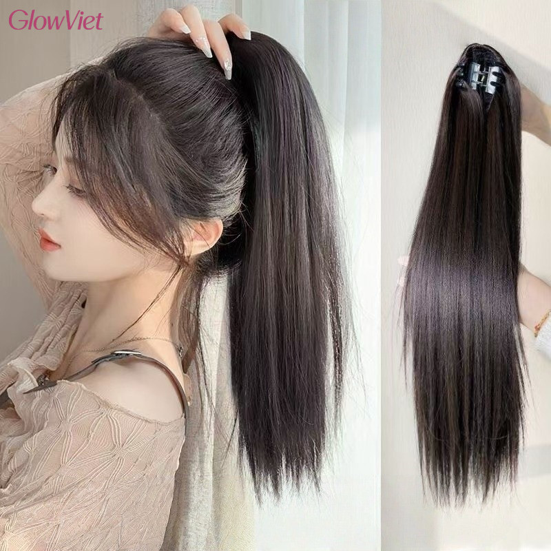 Tóc Giả Nữ Đuôi Ngựa Dài Thẳng,thiết kế dễ đeo,màu tóc phù hợp mọi da | dùng đi làm/đi chơi