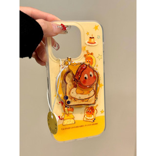 Bánh mì nướng dễ thương Ngôi sao nhỏ Giá đỡ từ tính Vỏ điện thoại di động Thích hợp cho iPhone16 15 14 13 Pro Max Bảo vệ Camera chống sốc Vỏ cứng chống rơi