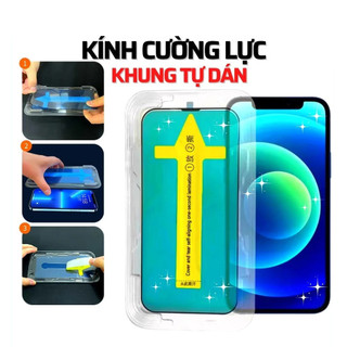 Kính Cường Lực iPhone Khung Tự Dán Cao Cấp Trong Suốt Full Màn IP 6/6s/7/8/Plus/X/XS/XR/11/12/13/14/15/16/17/Pro/Max/Air