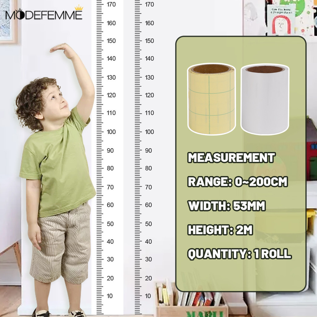 [H & L] Nhãn dán đo chiều cao có thể ghi được 1 / 2 / 3 tờ 2M, Decal dán tường có thể tháo rời không chứa cặn, Biểu đồ tăng trưởng chống nước cho trẻ em và người lớn, Tùy chọn phong cách mờ / trong suốt