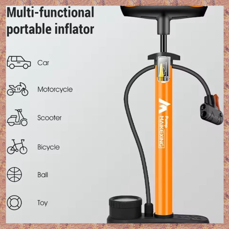 Máy bơm xe đạp đa chức năng có đồng hồ đo Máy bơm hơi áp suất cao 160PSI cho xe đạp và ô tô Bao gồm vòi phun 3 trong 1 (R F C V)
