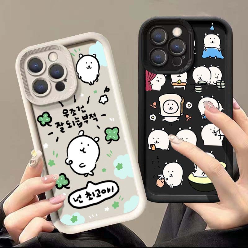 Ốp Lưng Cho Samsung S25 S24 Ultra S24 S23 FE S22 S21 Plus S20 S21 FE Phim Hoạt Hình Gấu Kawaii Silicon Mềm Góc Mắt Chống Sốc