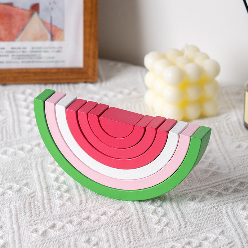 Đồ chơi xếp hình cầu vồng, xếp hình bằng gỗ màu cầu vồng, Bộ Đồ Chơi Montessori Cho Bé, Phát triển kỹ năng tư duy