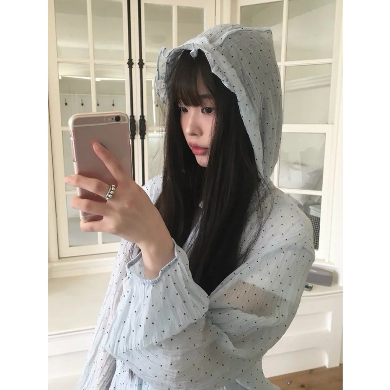 SUXI Áo khoác chống nắng chấm bi đơn giản dành cho nữ mùa hè mới 250609
