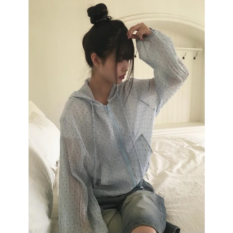 SUXI Áo khoác chống nắng chấm bi đơn giản dành cho nữ mùa hè mới 250609