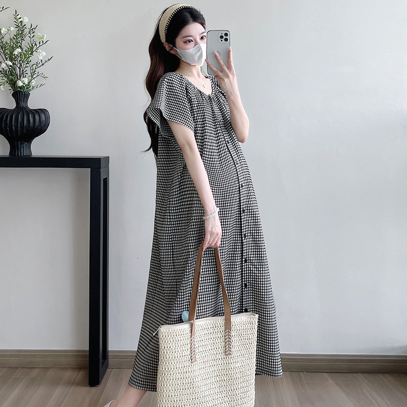 Váy kẻ sọc khí chất dáng rộng mùa hè