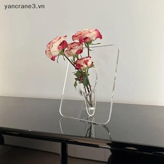 {YAN} Chủ nghĩa tối giản Bình hoa trong suốt Chậu trang trí bàn làm việc Sắp xếp hoa Hình học Bình hoa vuông Phòng trang trí thẩm mỹ {ya}