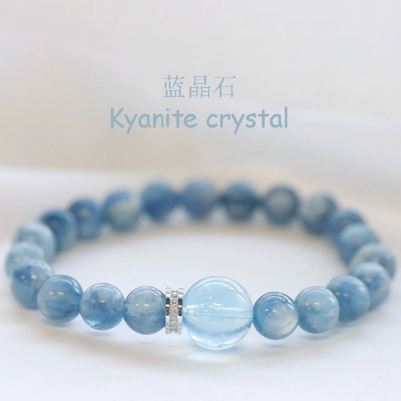 Vòng tay Aquamarine Kyanite màu xanh mới dành cho nữ Vòng tay pha lê tự nhiên