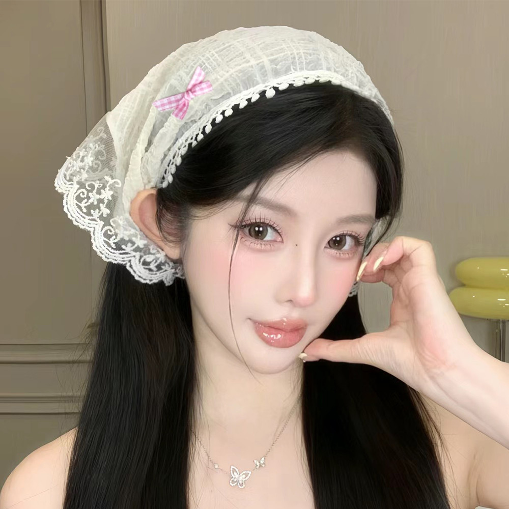 Dây buộc tóc hình tam giác ren ngọt ngào phong cách Pháp - Hoàn hảo cho mũ nón du lịch mùa hè