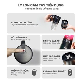 Máy Xay Sinh Tố Cầm Tay Mini SEKA – Xay Được Đá, Dung Tích 470ml,Công Suất 150W Pin 4000mAh, Lưỡi SUS304