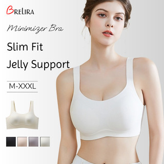 『 Brelira 』 Áo ngực giảm thiểu độ che phủ toàn diện Liền mạch Plus Kích thước Cốc mỏng không dây Chống chảy xệ Hỗ trợ thạch Đồ lót nữ
