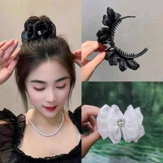 Kẹp Cá Mập MIKYCO, Kẹp Tóc Nơ Lưới Thanh Lịch, Kẹp Bím Tóc Đuôi Ngựa Màu Trơn Thời Trang Nữ