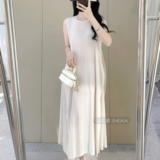 Miyake Xếp Ly Ngọt Ngào Tính Khí Đầm Nữ Mùa Hè Phong Cách Mới Cao Cấp Niche Giảm Tuổi Không Tay Plus Kích Thước Váy