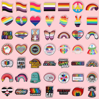 100 Phong Cách LGBT Đồng Tính Men Thổ Cẩm Nhiều Màu Sắc Sáng Tạo Ngộ nghĩnh Kim Loại Pin Cá Tính Cầu Vồng Ba Lô Quần Áo Phụ Kiện Tháng Niềm Tự Hào Quà Tặng