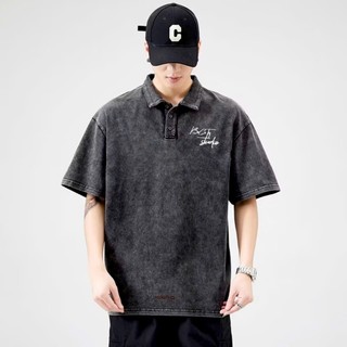 Áo Thun Wash Polo Chữ Ký Bii CiTY Cổ Bẻ Bii Shop Vải Cotton Form Rộng Nam Nữ Unisex.
