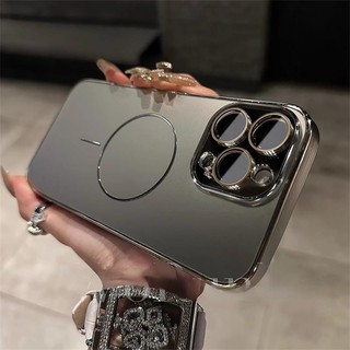 Ốp điện thoại di động hút từ tính mạ điện sang trọng cho iPhone16 15 14 13 12 11 Pro Max bảo vệ camera chống sốc chống rơi mặt sau cứng
