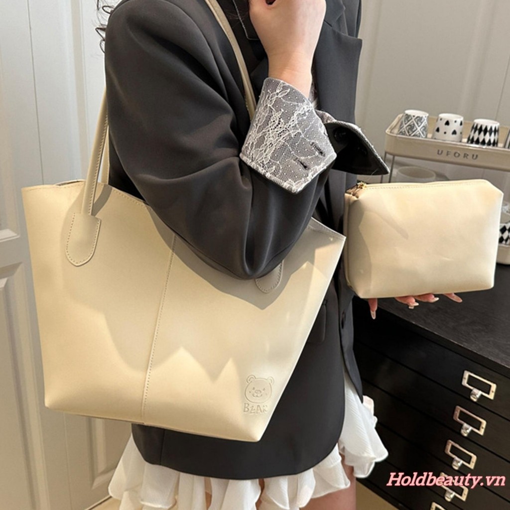 Túi xách nữ dung tích lớn Túi Tote PU đơn giản thời trang để làm việc Mua sắm hàng ngày Du lịch