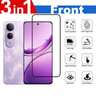 Kính cường lực Chống rơi 3 trong 1 Bảo hiểm đầy đủ cho Vivo V50 Lite V40 V30 SE Pro Lite V30e X200 Pro X100 Ultra X100s 4G 5G Bảo vệ màn hình + Trở lại phim + Máy ảnh Bảo vệ ống kính