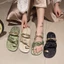 Dép sandal nữ đế bệt quai ngang đính đá nơ xinh phong cách Hàn Quốc mẫu hot