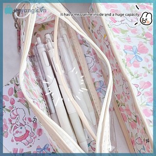Deyangk Màu Hồng Dễ Thương Mèo Con Trong Suốt Hộp Đựng Bút Chì Dung Tích Lớn Di Động Nữ Tính Túi Trang Điểm Sinh Viên Văn Phòng Phẩm Bút Túi Bảo Quản VN