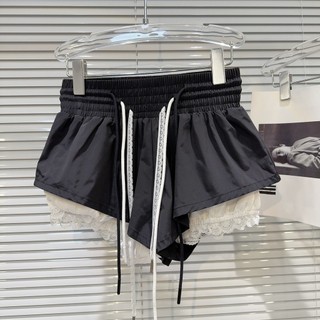 S-3XL Quần Short Size Lớn Nữ 2025 Phiên Bản Hàn Quốc Khâu Quần Short Nữ Mùa Hè Ren Cao Cấp Quần Short Ống Rộng Ôm Hơn Nhìn Rộng Quần Nóng Hợp Thời Trang Hơi Béo Siêu Quần Short Size Lớn Quần Áo Nữ