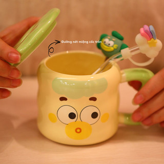 Cốc sứ Bunnies House 400ml có nắp chú hề, thiết kế dễ thương, hộp quà cao cấp