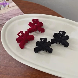 RTJIFSS Nơ Công Chúa Đầu Lấy Kẹp, Trumpet Nhung Đỏ Mũ Kẹp, Mũ Đen Kẹp Tóc Vịt Mỏ Kẹp Nữ Bé Gái