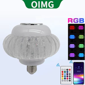 Bóng đèn lồng âm nhạc Bluetooth OIGM RGB, Điều chỉnh độ sáng điều khiển từ xa, Đèn xung quanh sân khấu KTV đầy màu sắc, Bóng đèn Bluetooth âm nhạc RGB, 15W, 85-265V,