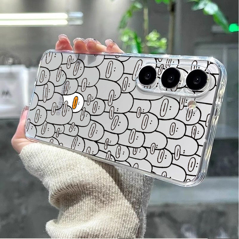 Samsung S25 Ultra S24Ultra S23 S22 S21 A56 A16 Graffiti Vịt Nối Mèo Siêu Mỏng Mềm Trong Suốt Bảo Vệ Camera