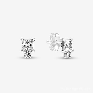 Hàng hóa Spot Bông tai tròn & vuông lấp lánh bằng bạc S925