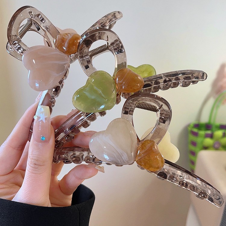 Kẹp tóc hình trái tim cao cấp Shark Clip, phụ kiện tóc, kẹp tóc trang trí cho phụ nữ, kiểu mới 2025, kẹp tóc kiểu móng vuốt